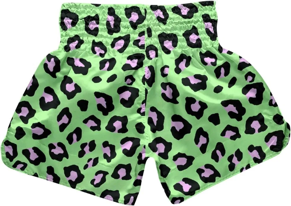 ChenHang Women Boxing Shorts Muay Thai Trunks Leopard Print MMA Sport Kick Martial Arts Training Gym Costume