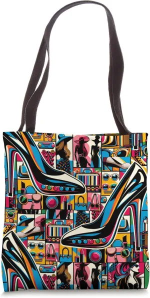 Chic Spectrum Catwalk Kaleidoscope: Vogue Stride Collage Tote Bag