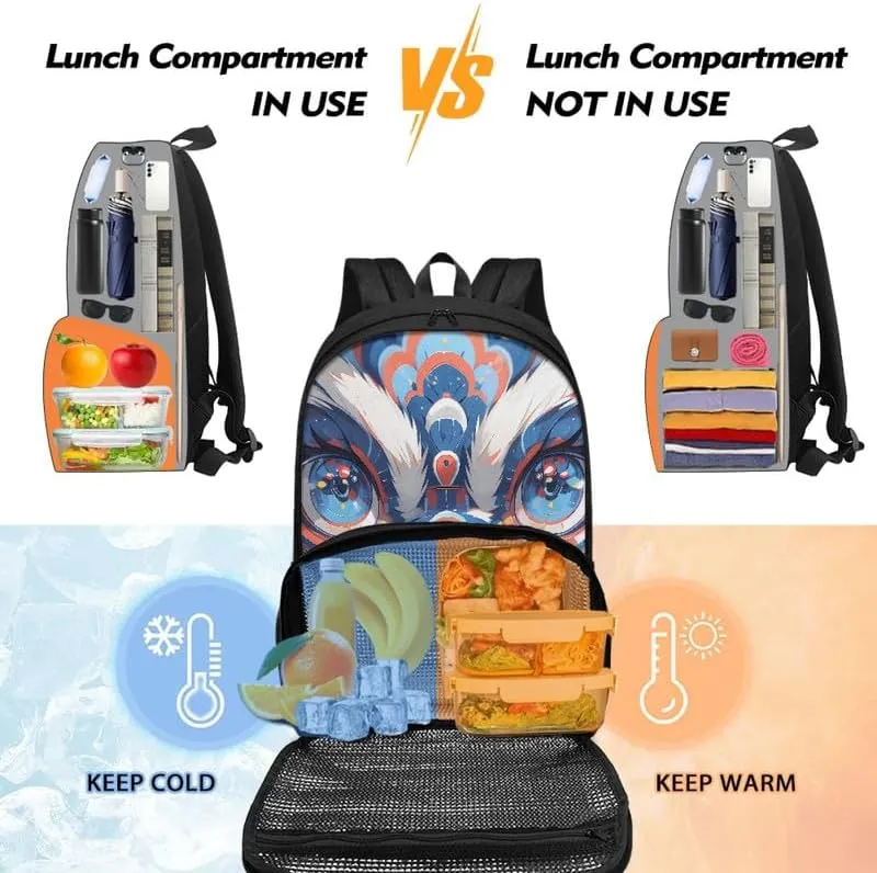 Chinese Lion Dance Women Lunch Backpack Turquoise Lion Dancing Insulated Cooler Backpack Lunch Bags Chinoiserie Collage Teacher Work Backpack Laptop Bookbag