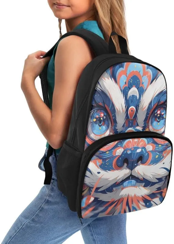 Chinese Lion Dance Women Lunch Backpack Turquoise Lion Dancing Insulated Cooler Backpack Lunch Bags Chinoiserie Collage Teacher Work Backpack Laptop Bookbag