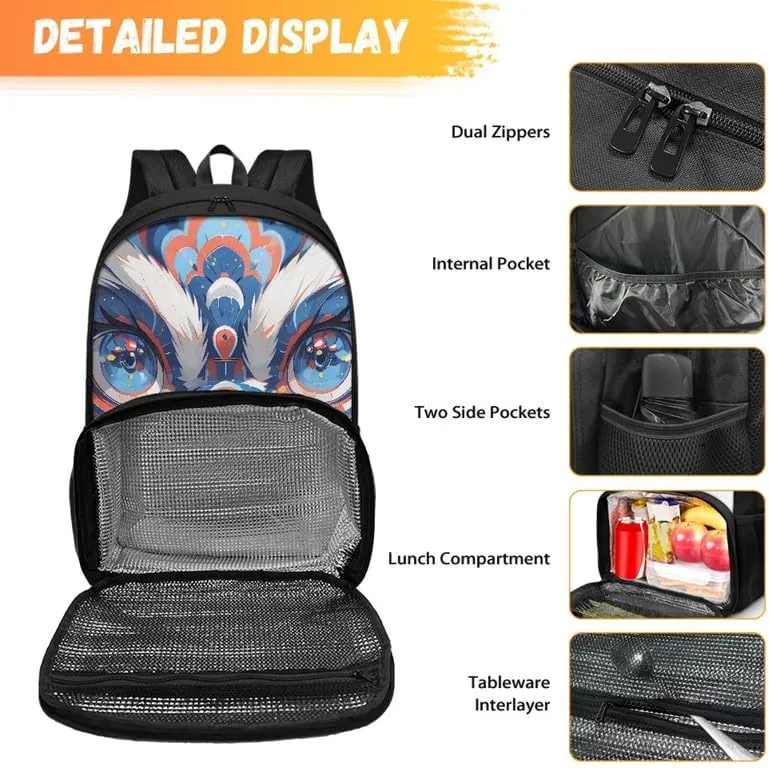 Chinese Lion Dance Women Lunch Backpack Turquoise Lion Dancing Insulated Cooler Backpack Lunch Bags Chinoiserie Collage Teacher Work Backpack Laptop Bookbag