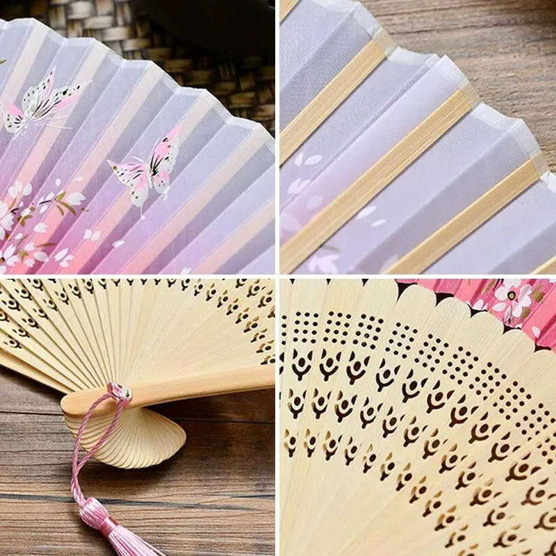 Chinese style hand fan Folding Fan Crafts Gifts Home Decoration Dance Hand Fan Room Decoration Ventilation Fan-E