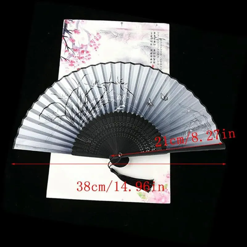 Chinese style hand fan Folding Fan Crafts Gifts Home Decoration Dance Hand Fan Room Decoration Ventilation Fan-E