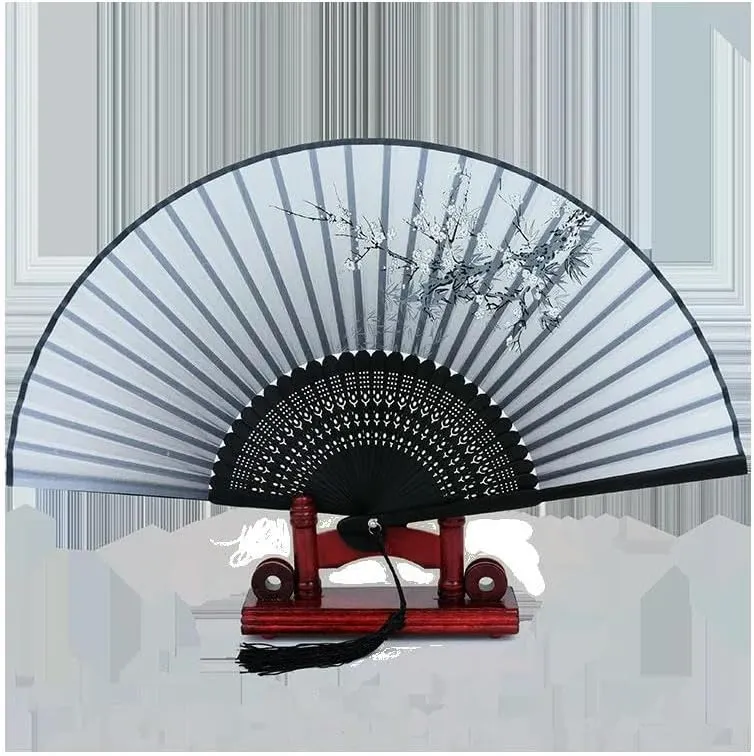 Chinese style hand fan Folding Fan Crafts Gifts Home Decoration Dance Hand Fan Room Decoration Ventilation Fan-E