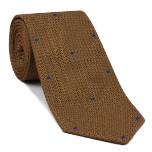 Chocolate Grenadine Grossa with Dark Navy Blue (Hand Sewn) Pin Dots Silk Tie #GGDT-4(6)