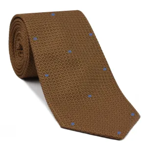 Chocolate Grenadine Grossa with Sky Blue (Hand Sewn) Pin Dots Silk Tie #GGDT-4(3)