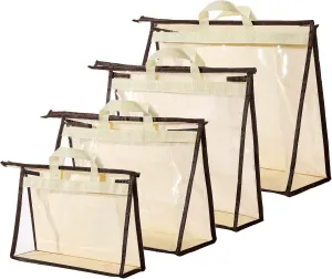 CINPIUK 4 Pack Handbag Dust Bags Clear Purse Storage Organizer for Closet, Zipper Hanging Storage Bag for Handbags
