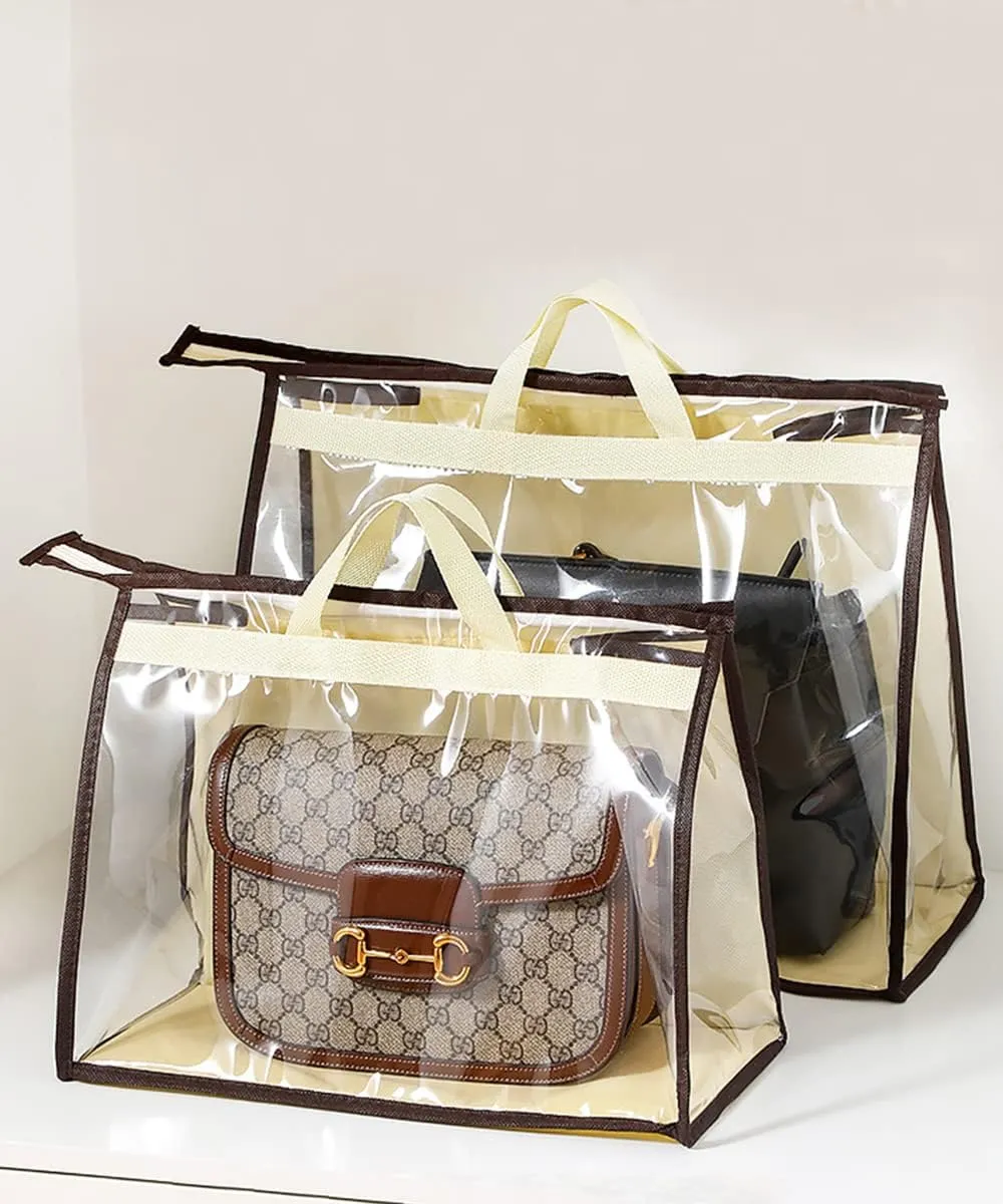 CINPIUK 4 Pack Handbag Dust Bags Clear Purse Storage Organizer for Closet, Zipper Hanging Storage Bag for Handbags