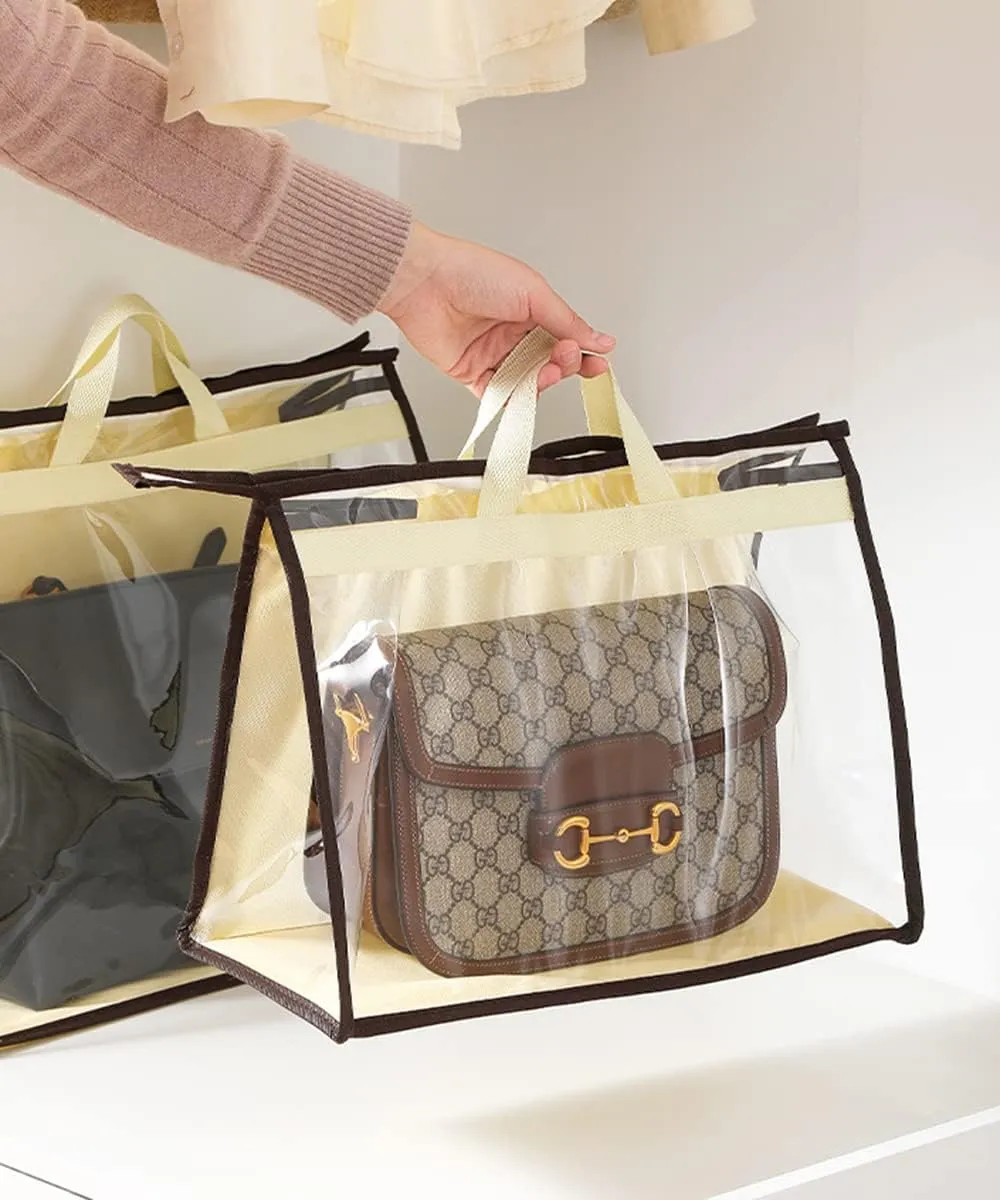 CINPIUK 4 Pack Handbag Dust Bags Clear Purse Storage Organizer for Closet, Zipper Hanging Storage Bag for Handbags