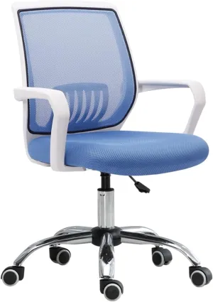 Classic Office Chair Mesh Back Swivel Office Chair Conference Room Chair with Lumbar Support and Fixed Armrests Desk Task Chair(Blue)