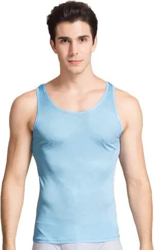 CLC Men's Mulberry Silk Camisole Sleeveless Shirt Tank Tops Knit Fabric