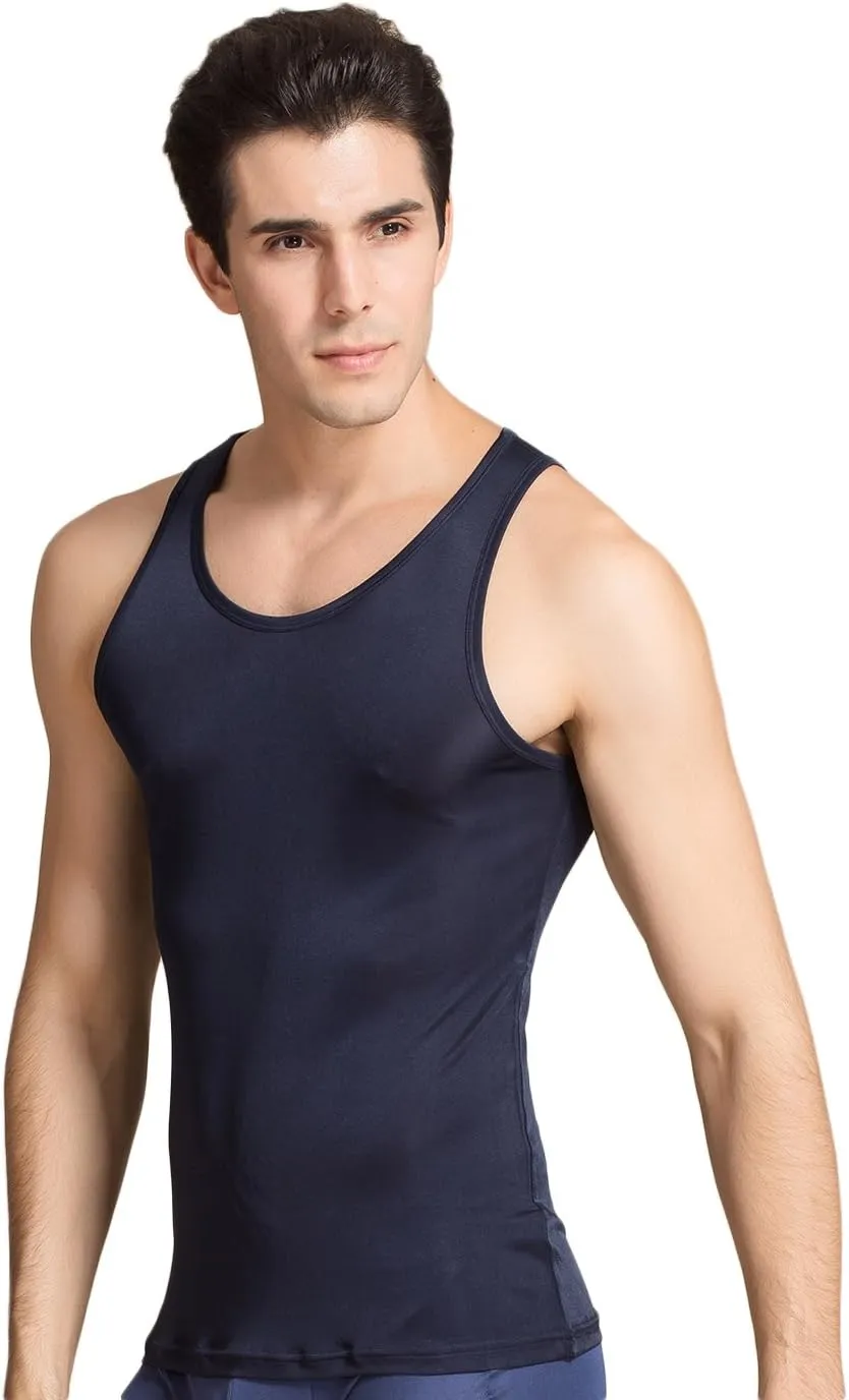 CLC Men's Mulberry Silk Camisole Sleeveless Shirt Tank Tops Knit Fabric