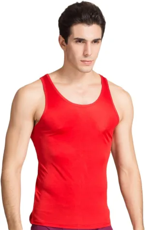 CLC Men's Mulberry Silk Camisole Sleeveless Shirt Tank Tops Knit Fabric