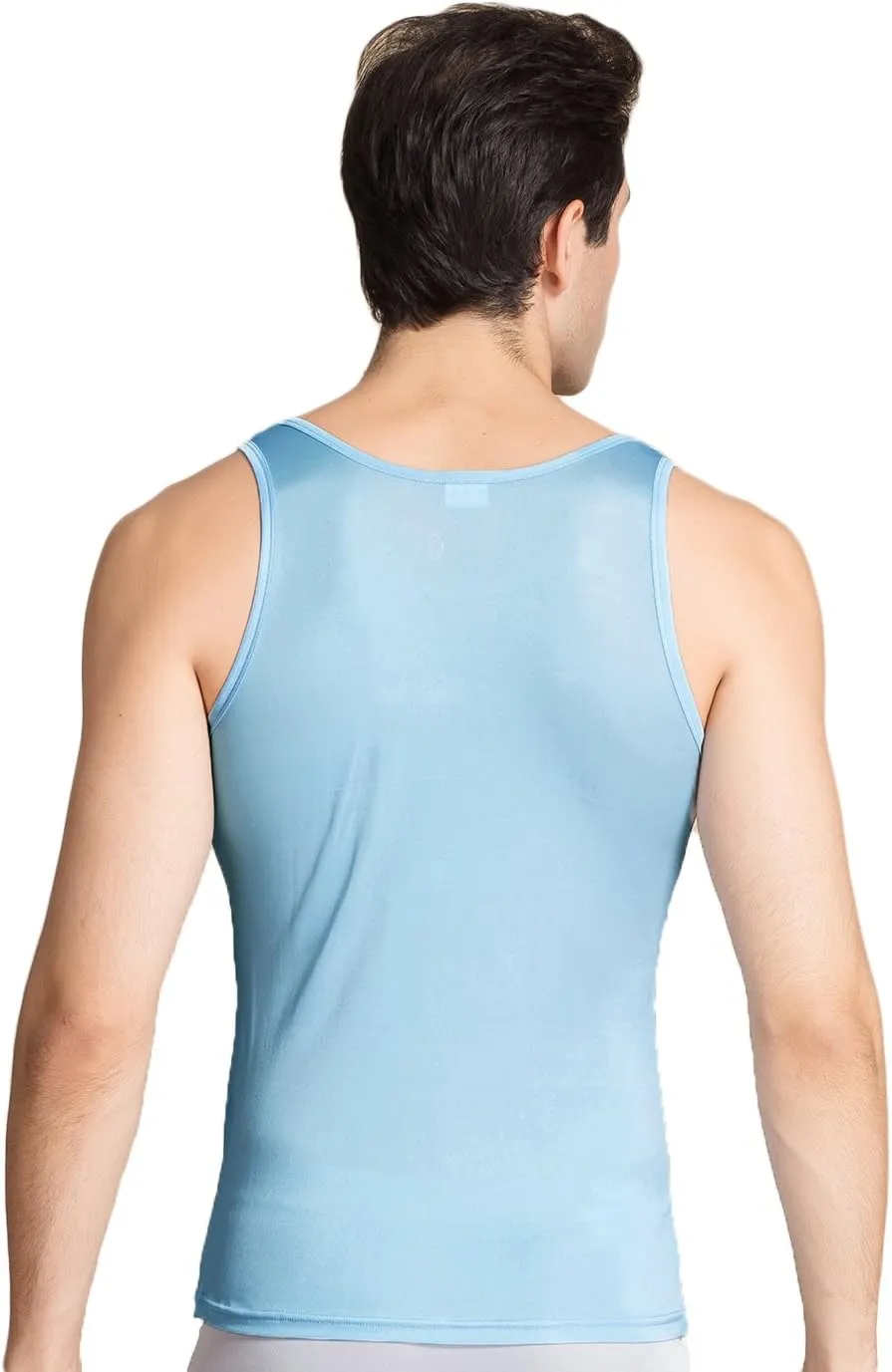 CLC Men's Mulberry Silk Camisole Sleeveless Shirt Tank Tops Knit Fabric