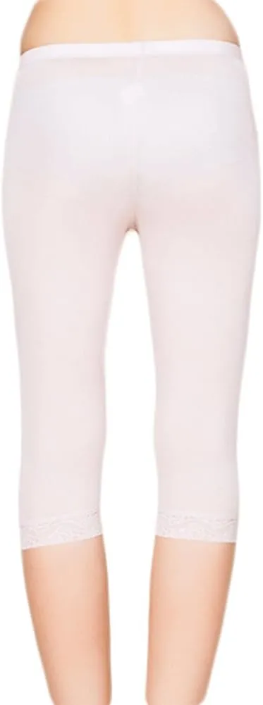 CLC Women's Mulberry Silk Leggings Knitted Anti-exposure Lace Underwear