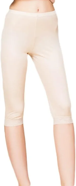 CLC Women's Mulberry Silk Leggings Knitted Anti-exposure Lace Underwear