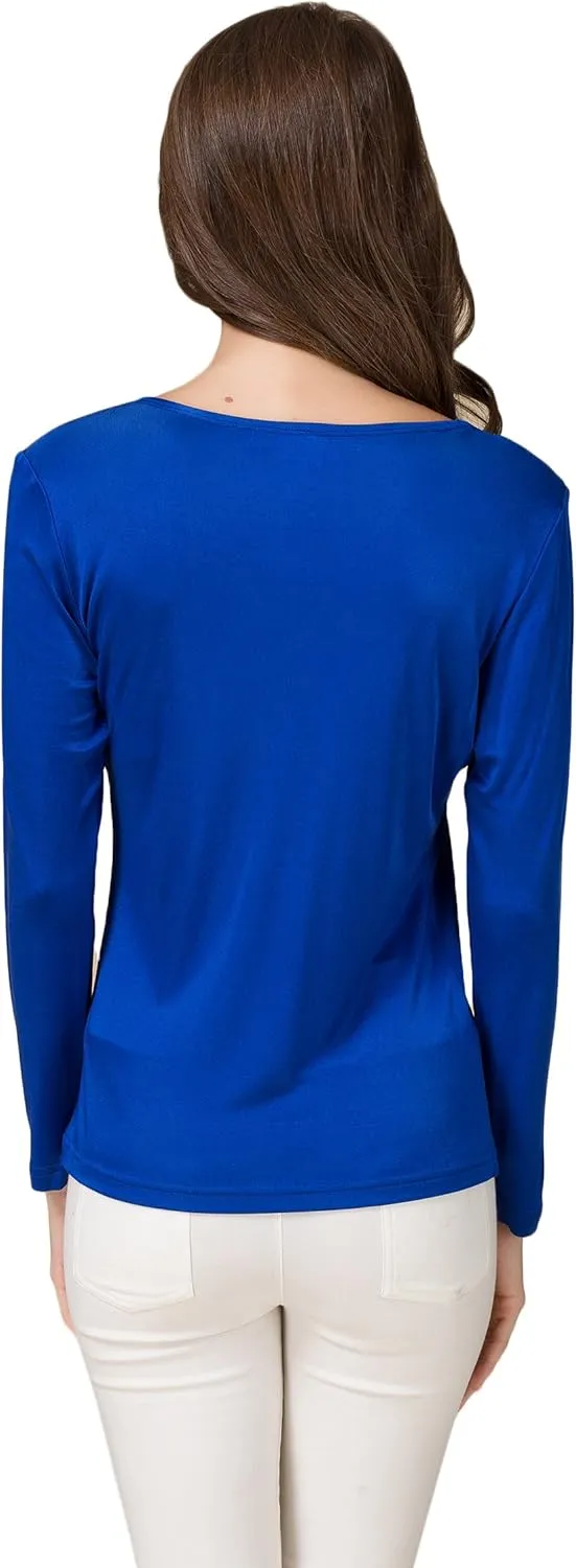 CLC Women's Mulberry Silk T-Shirt Long Sleeve Crewneck Tank Knit Fabric