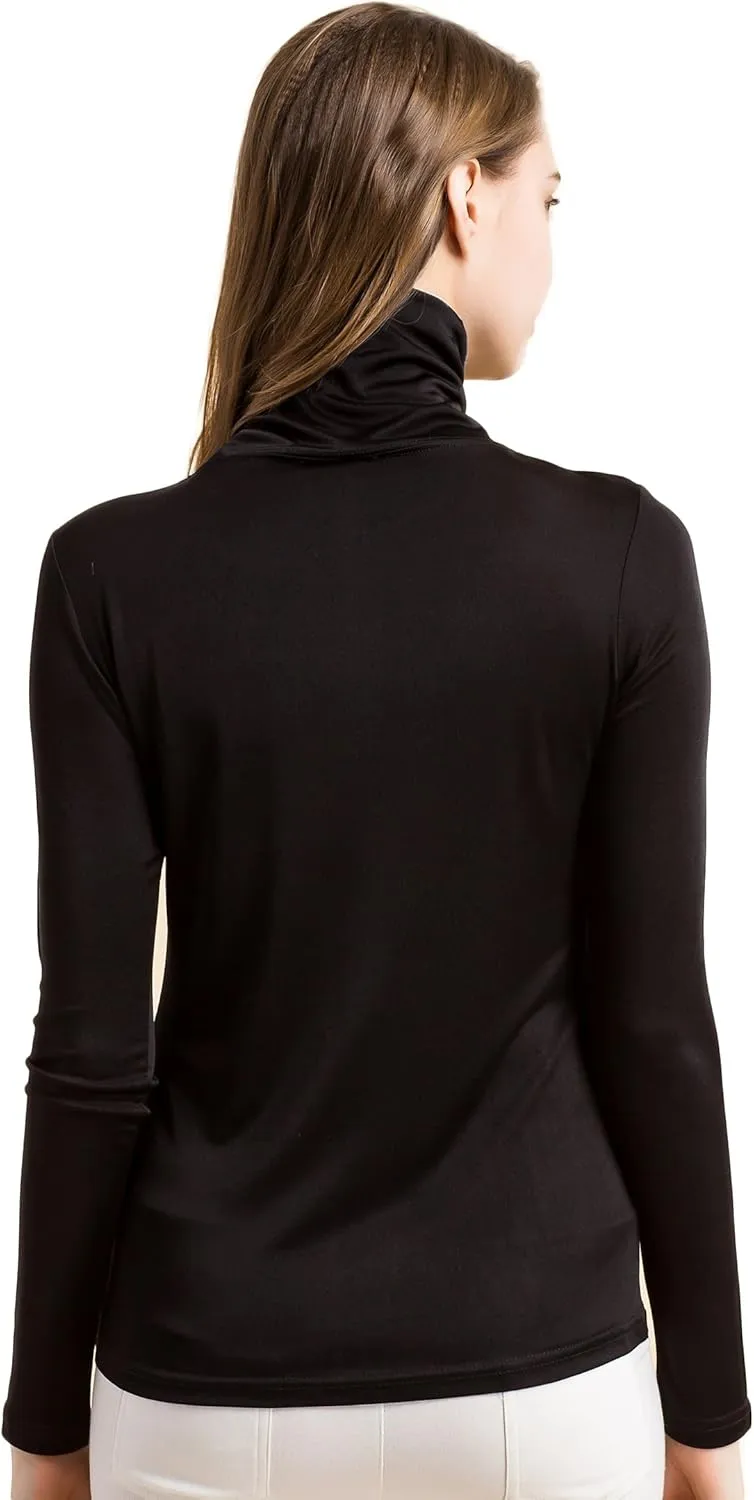 CLC Women's Mulberry Silk T-Shirt Long Sleeve Highneck Tank Knit Fabric