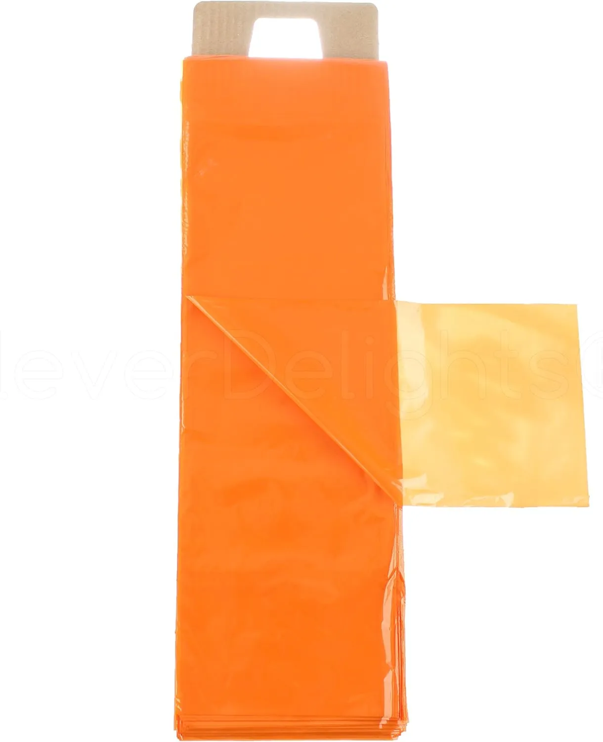 CleverDelights Orange Newspaper Bags - 6" x 19" - 100 Pack - 0.8 Mil - Flat Plastic Bags