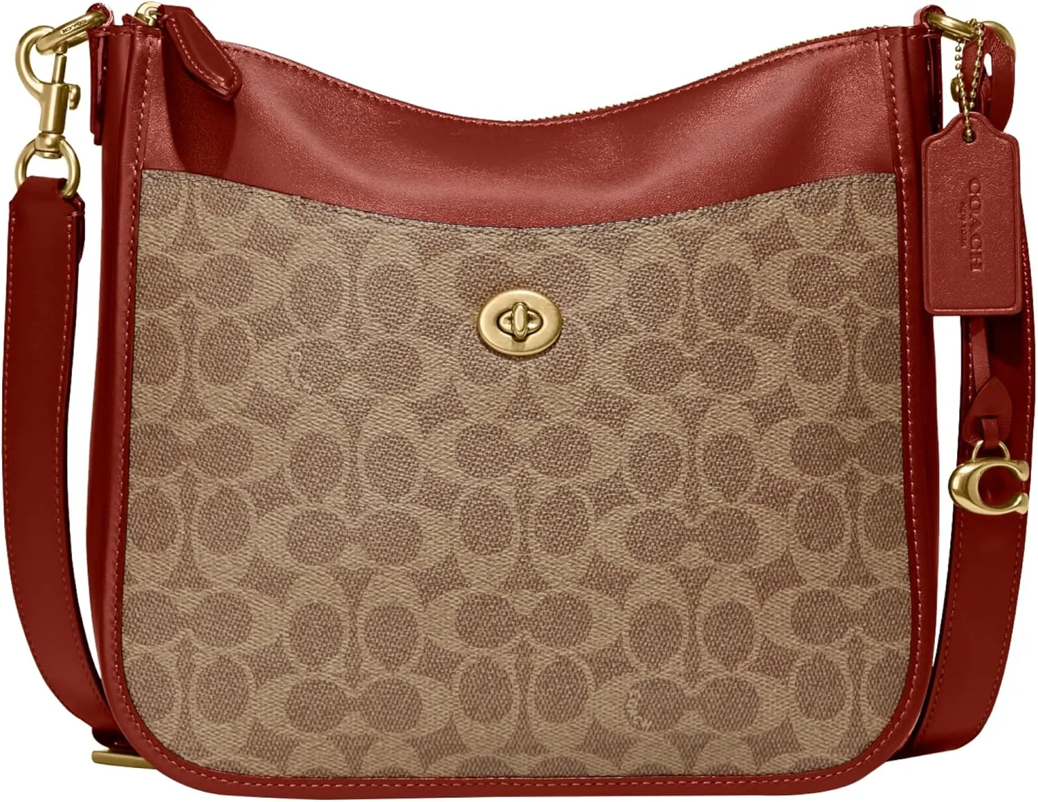COACH Coated Canvas Signature Chaise Crossbody, Tan/Rust