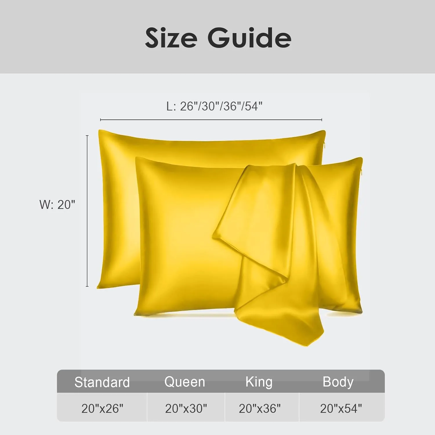 Cobnom Pure Mulberry Silk Pillowcases Set of 2, Queen Size with Zipper - Grade-6A 19 Momme, 600 Thread Count Soft Smooth Cooling, Hair and Skin Friendly (Mimosa Yellow, 20x30 Inch)
