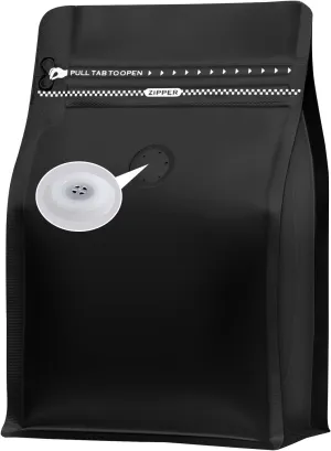 Coffee Bags with Valve(50pcs,8 oz,1/2 lb) Black High Barrier Aluminumed Foil Flat Bottom Standing Coffee Beans Storage Bags,Reusable Heat Sealable Side Zipper Pouches for Home or Store