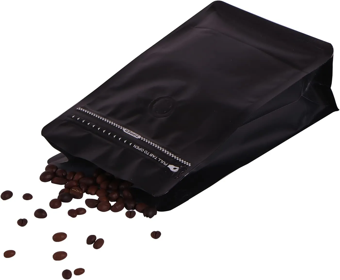 Coffee Bags with Valve(50pcs,8 oz,1/2 lb) Black High Barrier Aluminumed Foil Flat Bottom Standing Coffee Beans Storage Bags,Reusable Heat Sealable Side Zipper Pouches for Home or Store