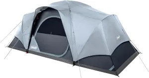 Coleman Skydome Camping Tent with LED Lights, Weatherproof 4/8 Person Family Tent Includes Pre-Attached Poles, Rainfly, Carry Bag, Ventilation and LED Lighting System, Sets Up in 5 Minutes