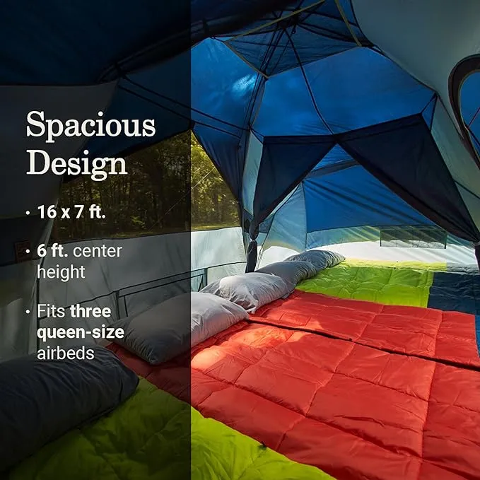 Coleman Skydome Camping Tent with LED Lights, Weatherproof 4/8 Person Family Tent Includes Pre-Attached Poles, Rainfly, Carry Bag, Ventilation and LED Lighting System, Sets Up in 5 Minutes