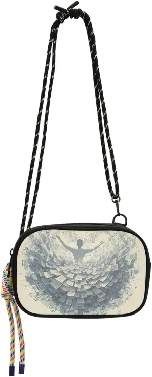 Collage Art Style Dancer White Sheet Music Score Anti Theft Crossbody Bag for Men Practical with Adjustable Strap Messenger Bag Crossbody For Hiking Traveling