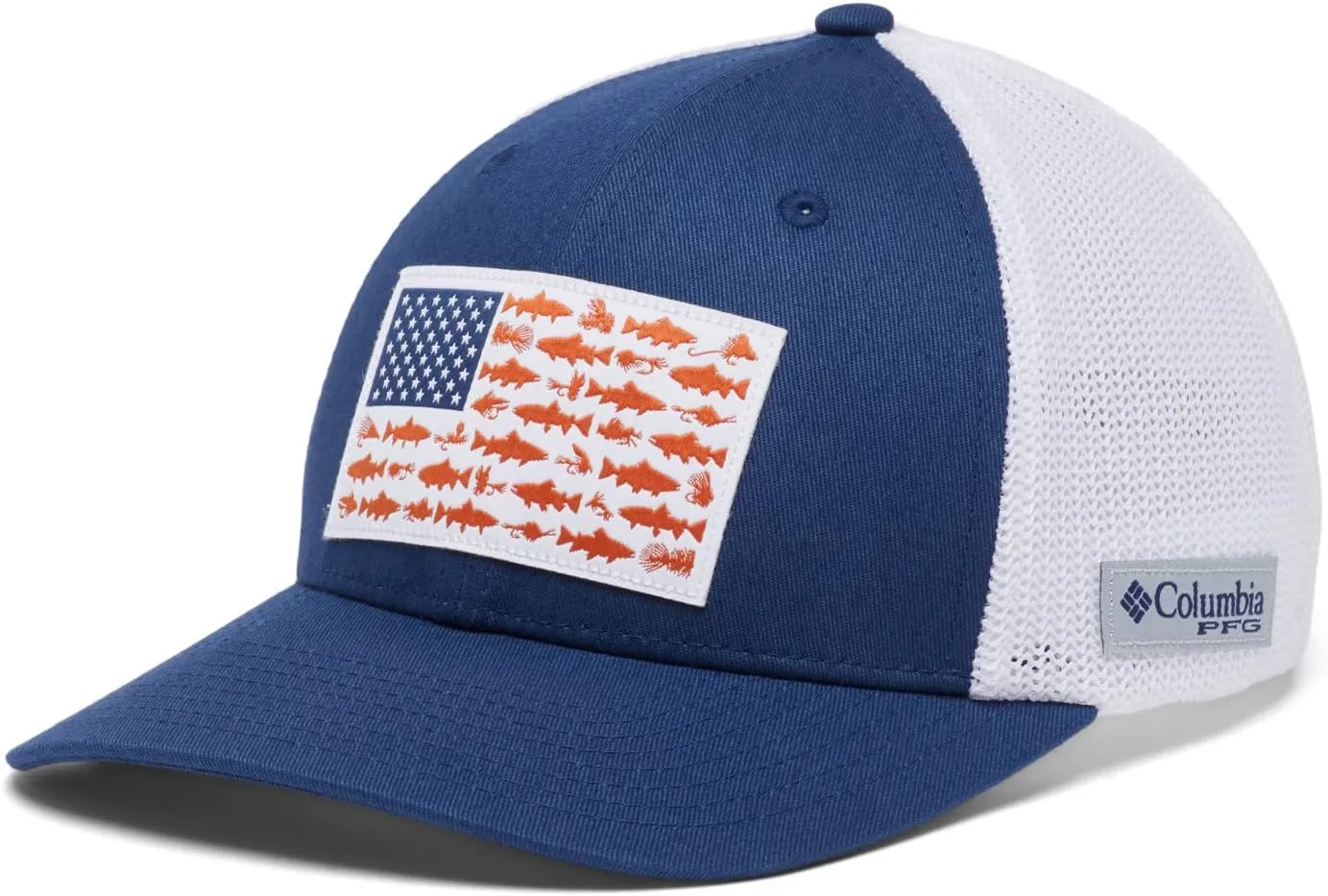 Columbia Unisex Adult PFG Fish Flag Mesh Ball Cap High Crown