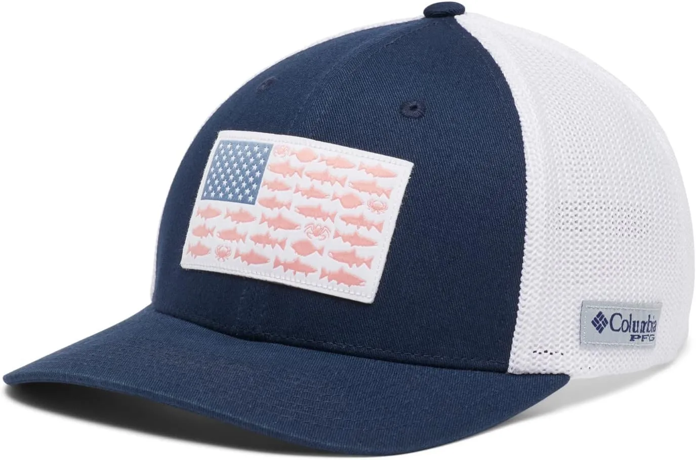 Columbia Unisex Adult PFG Fish Flag Mesh Ball Cap High Crown