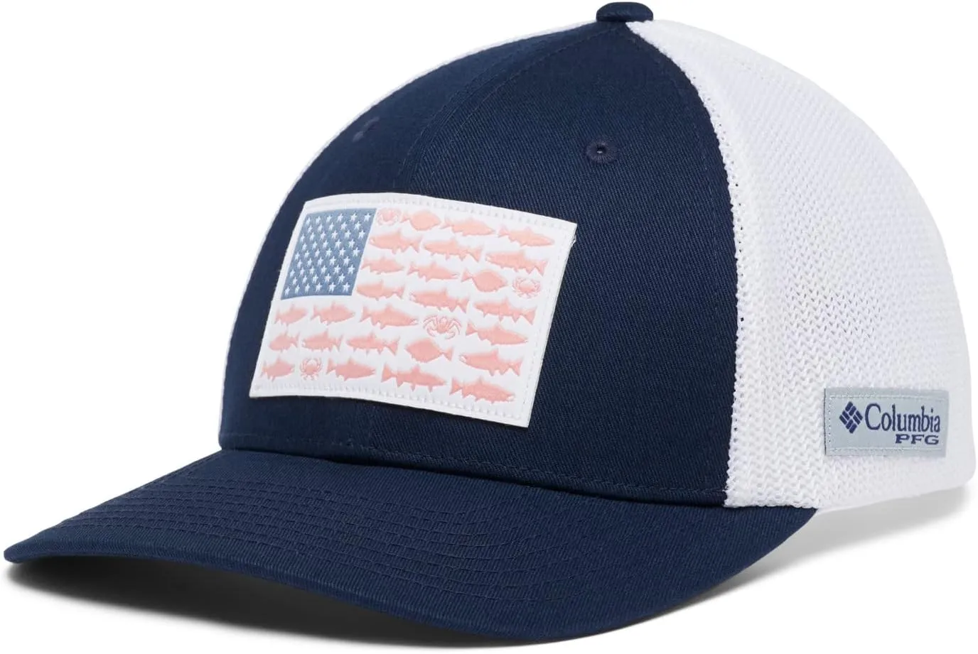Columbia Unisex Adult PFG Fish Flag Mesh Ball Cap High Crown