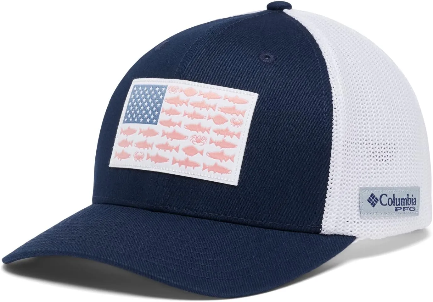 Columbia Unisex Adult PFG Fish Flag Mesh Ball Cap High Crown
