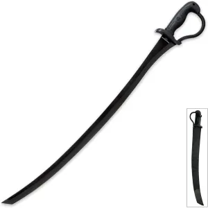 Combat Commander Saber Sword and Nylon Scabbard - 1065 Carbon Steel Blade, Tanto Edge, Black Hard Coating Finish, ABS an Textured TPR Covered Saber-Style Handle, Add to Your Battle Gear - Length 36"