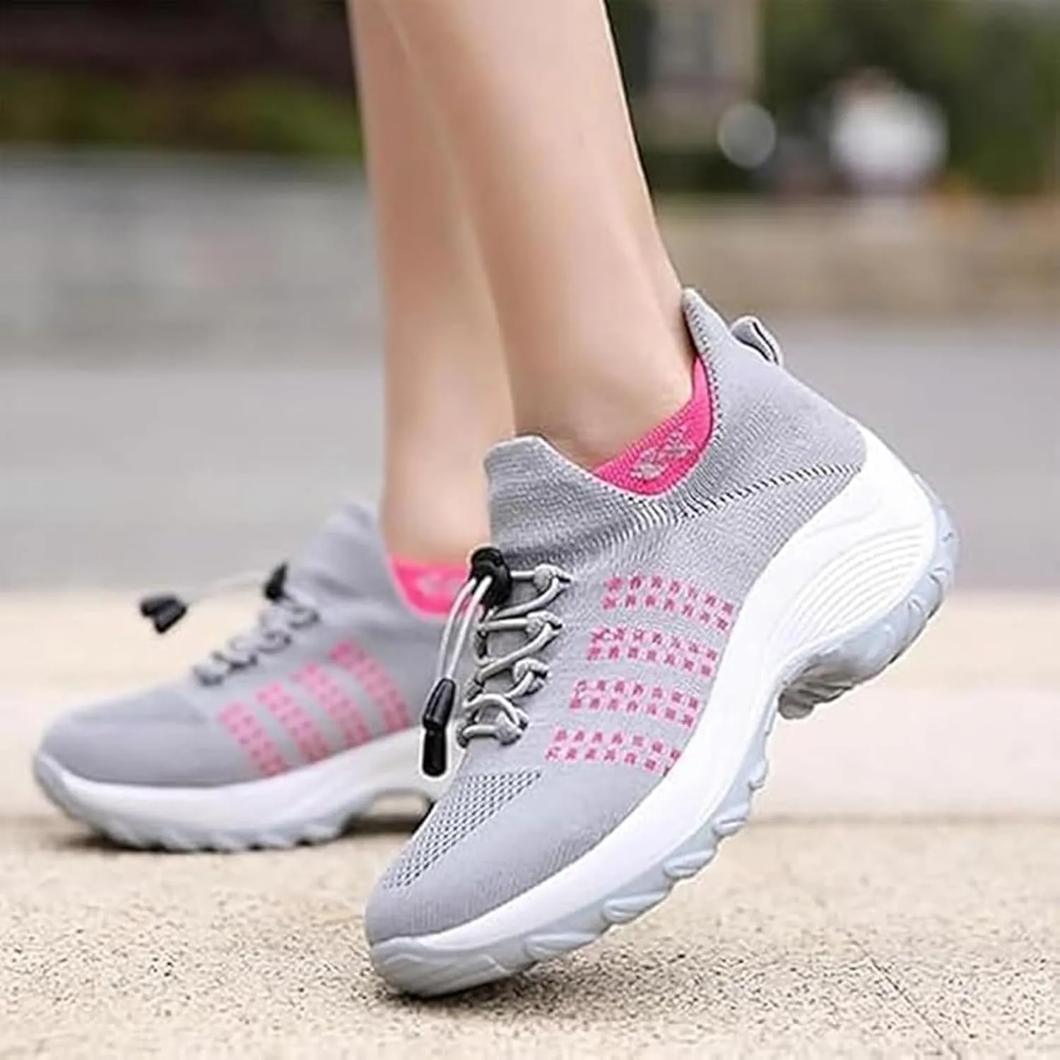 Comfortwear Shoes for Women Plantar Fasciitis Bowling Shoes Slide Soles, Lightweight Stretch Cushion Shoes for Women Mesh Athletic Style for Bowlers