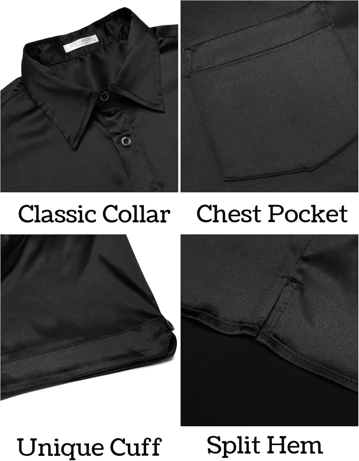 COOFANDY Mens Silk Button Down Short Sleeve Shirt Satin Dress Shirts Summer Beach Wedding Shirt