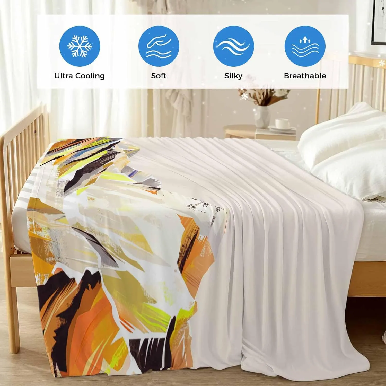 Cooling Blanket 30" x 40" Hand Drawing Abstract Snowy Mountain Ranges Oil Painting Illustration Breathable Summer Blankets Cooling Comforters for Hot Sleepers Throw Blankets for Bed Sofa Couch