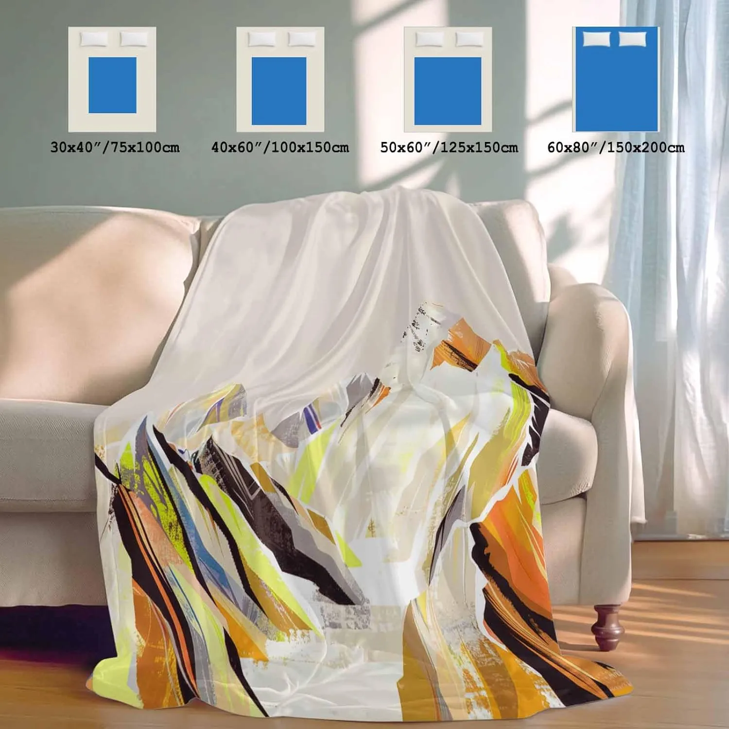 Cooling Blanket 30" x 40" Hand Drawing Abstract Snowy Mountain Ranges Oil Painting Illustration Breathable Summer Blankets Cooling Comforters for Hot Sleepers Throw Blankets for Bed Sofa Couch
