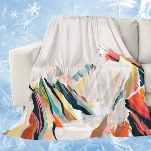 Cooling Blanket 50" x 60" Hand Drawing Abstract Snowy Mountain Ranges Oil Painting Illustration Breathable Summer Blankets Cooling Comforters for Hot Sleepers Throw Blankets for Bed Sofa Couch