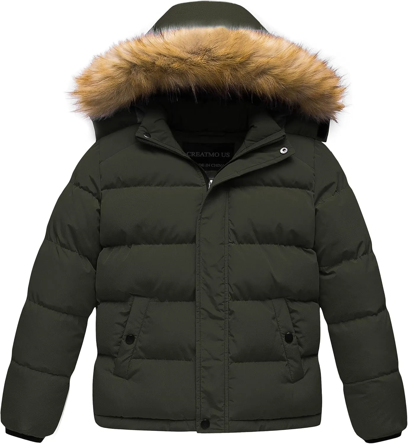 CREATMO US Boy's Water Resistant Winter Coats Warm Fleece Lined Outwear Windbreaker Ski Jacket