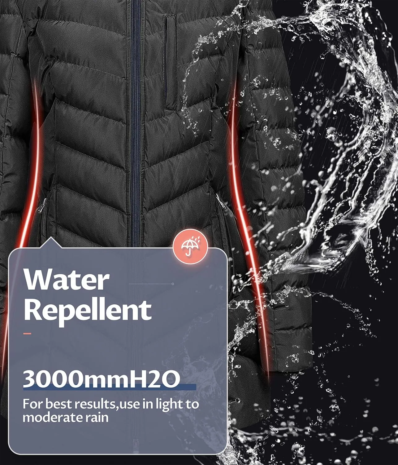 CREATMO US Women's Winter Hooded Coat Waterproof Warm Long Puffer Jacket Parka