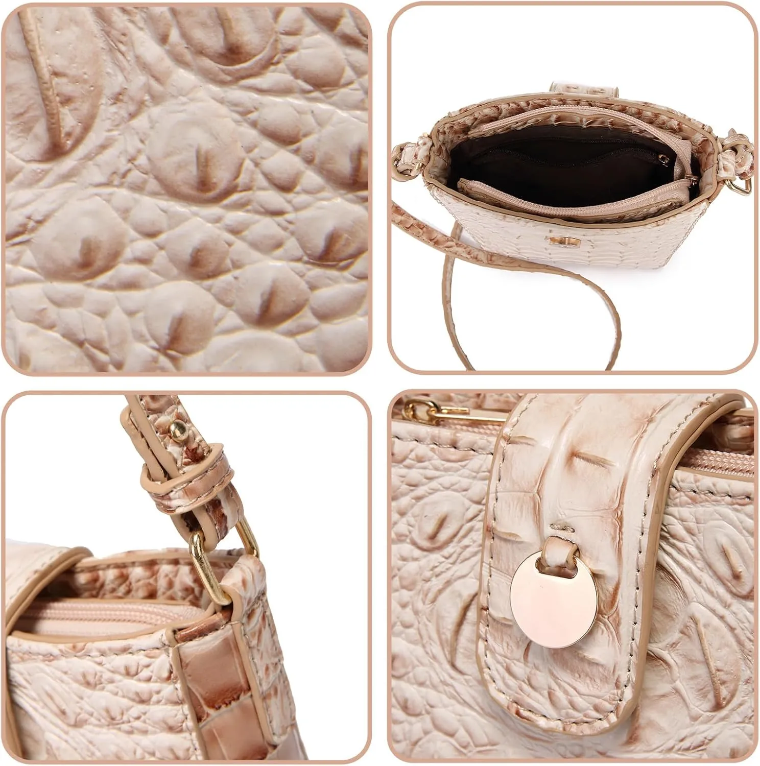 Crocodile Embossed Small Crossbody Bag Fashionable Magnetic Buckle Decoration Shoulder Women's Luxury Wallet