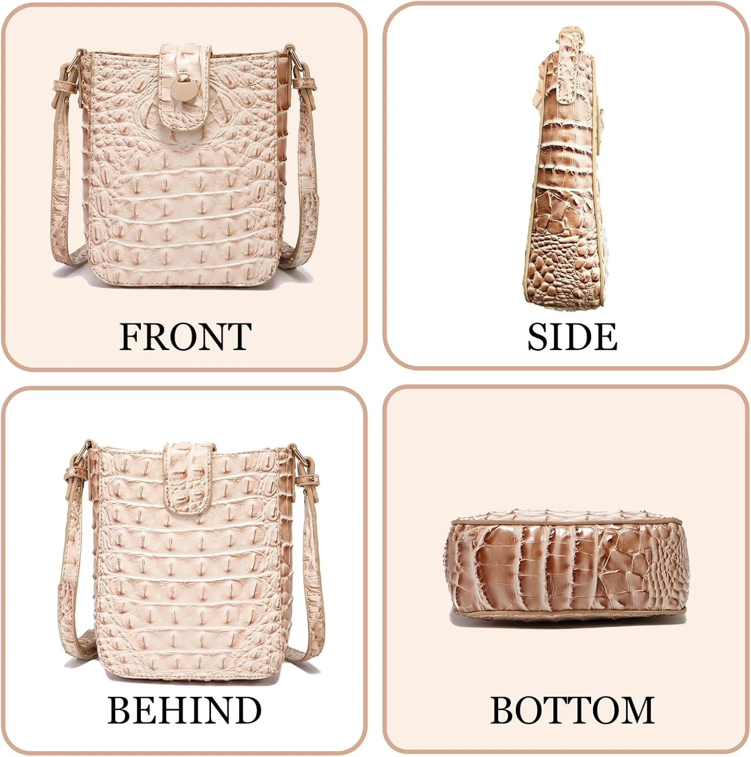 Crocodile Embossed Small Crossbody Bag Fashionable Magnetic Buckle Decoration Shoulder Women's Luxury Wallet