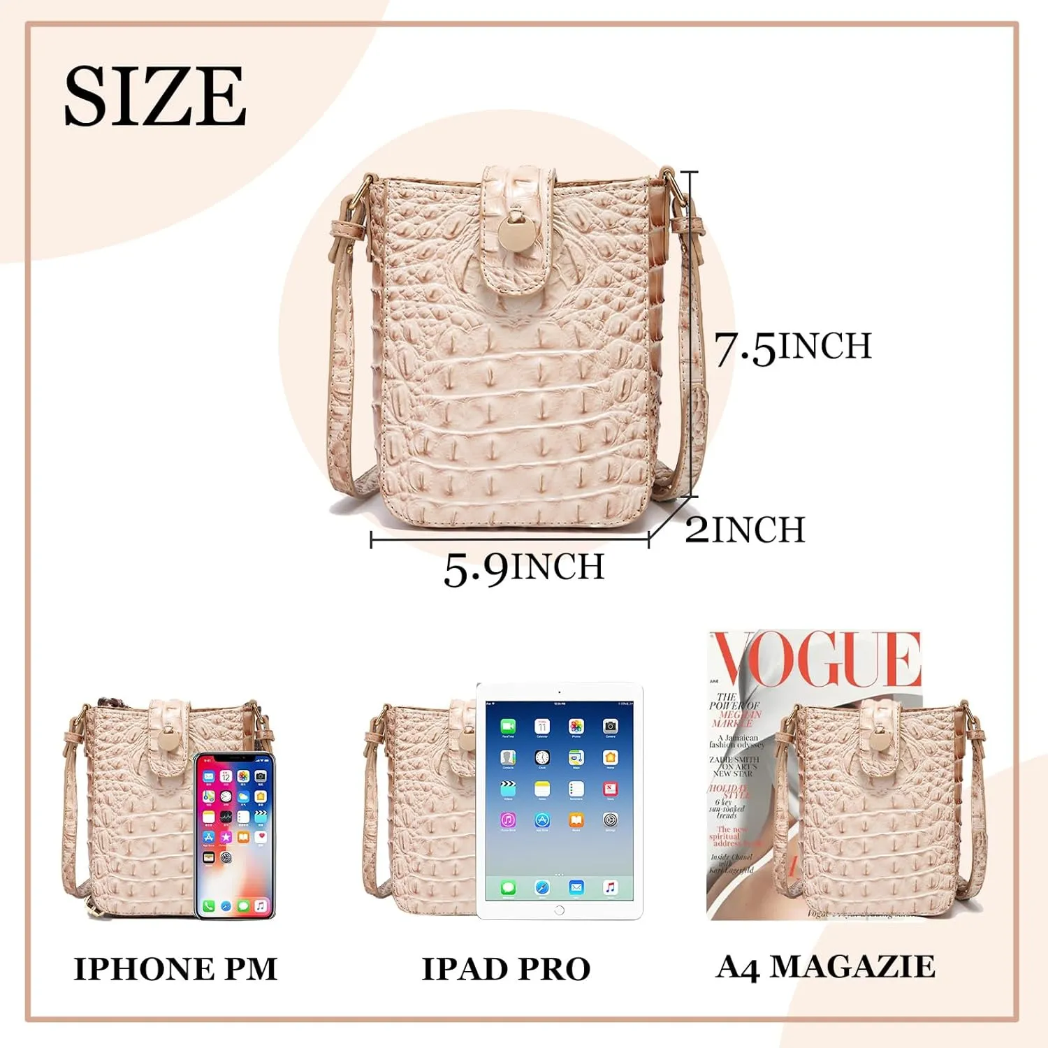 Crocodile Embossed Small Crossbody Bag Fashionable Magnetic Buckle Decoration Shoulder Women's Luxury Wallet