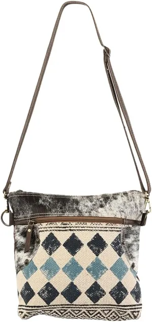 Cross Body Upcycled Wool Upcycled Canvas Embossed Hair-On Genuine Leather Women Bag Western Handbag Purse | Womens Western Handbags | Leather Belt Bag for Women | Womens Handbags Summer