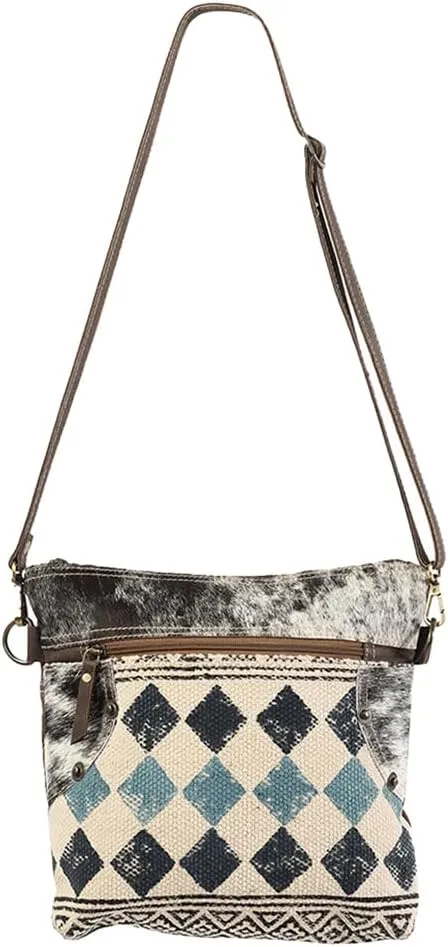 Cross Body Upcycled Wool Upcycled Canvas Embossed Hair-On Genuine Leather Women Bag Western Handbag Purse | Womens Western Handbags | Leather Belt Bag for Women | Womens Handbags Summer