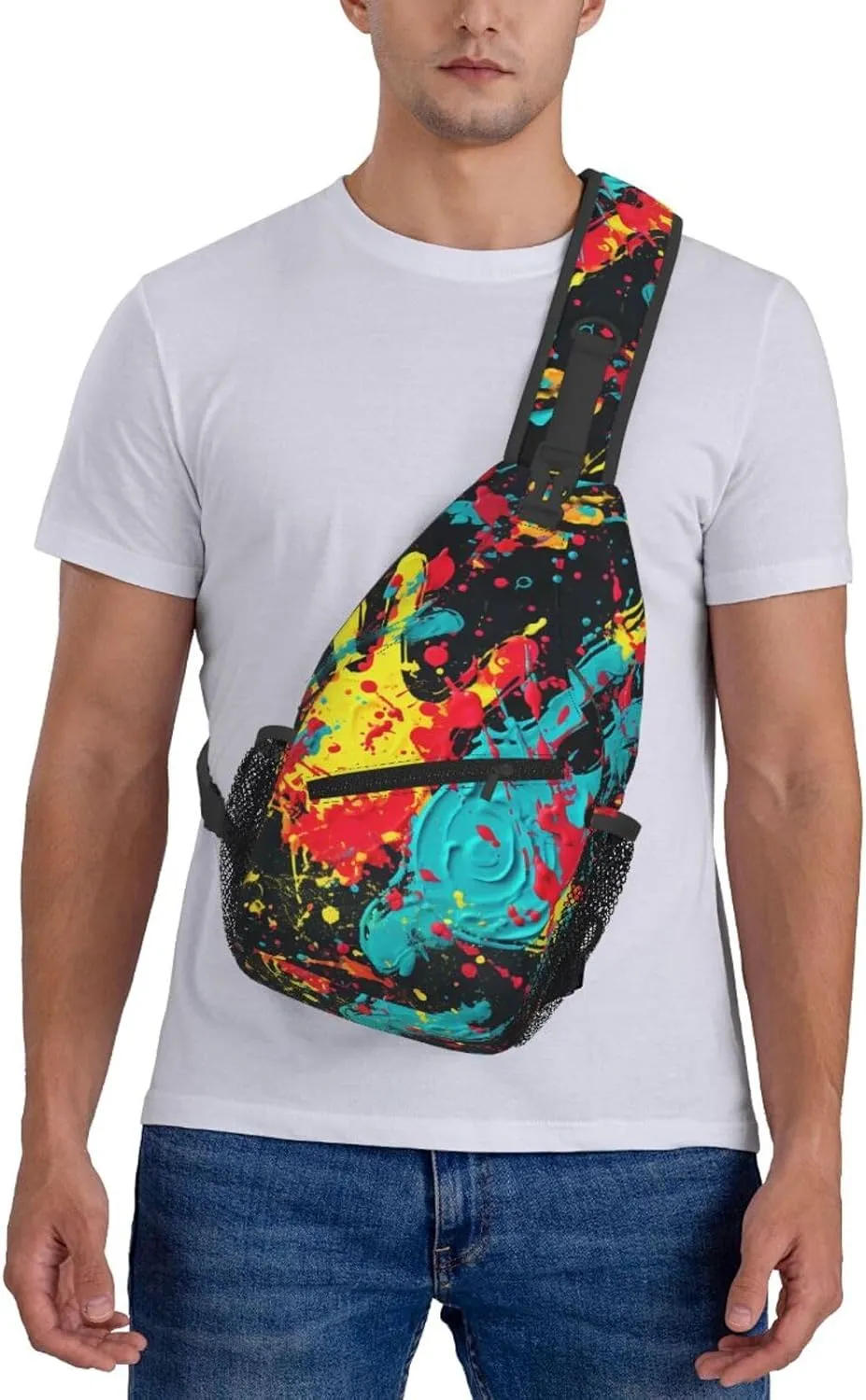 Crossbody Bags for Women Men Trendy Sling Bag Casual Chest Bag Mosaic Collage Shoulder Bag for Travel Sport