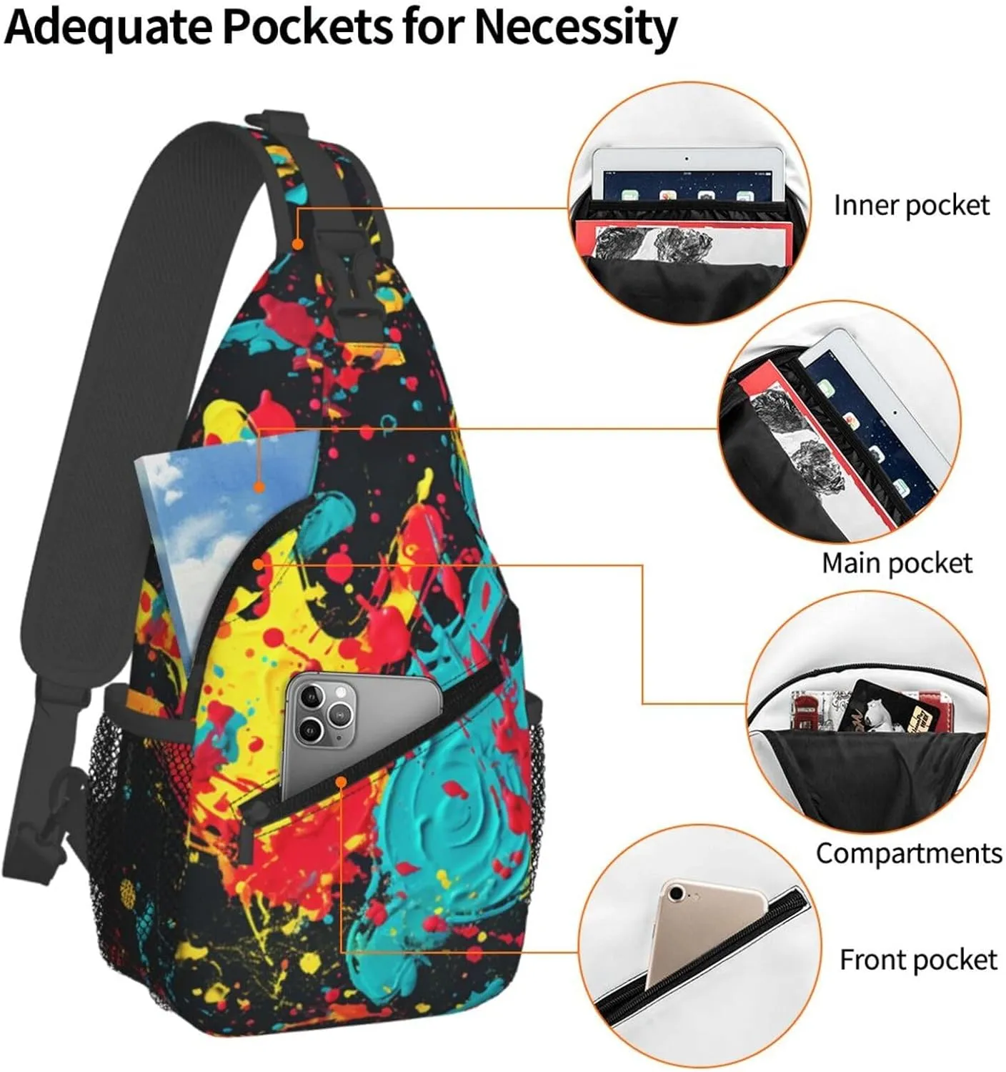 Crossbody Bags for Women Men Trendy Sling Bag Casual Chest Bag Mosaic Collage Shoulder Bag for Travel Sport