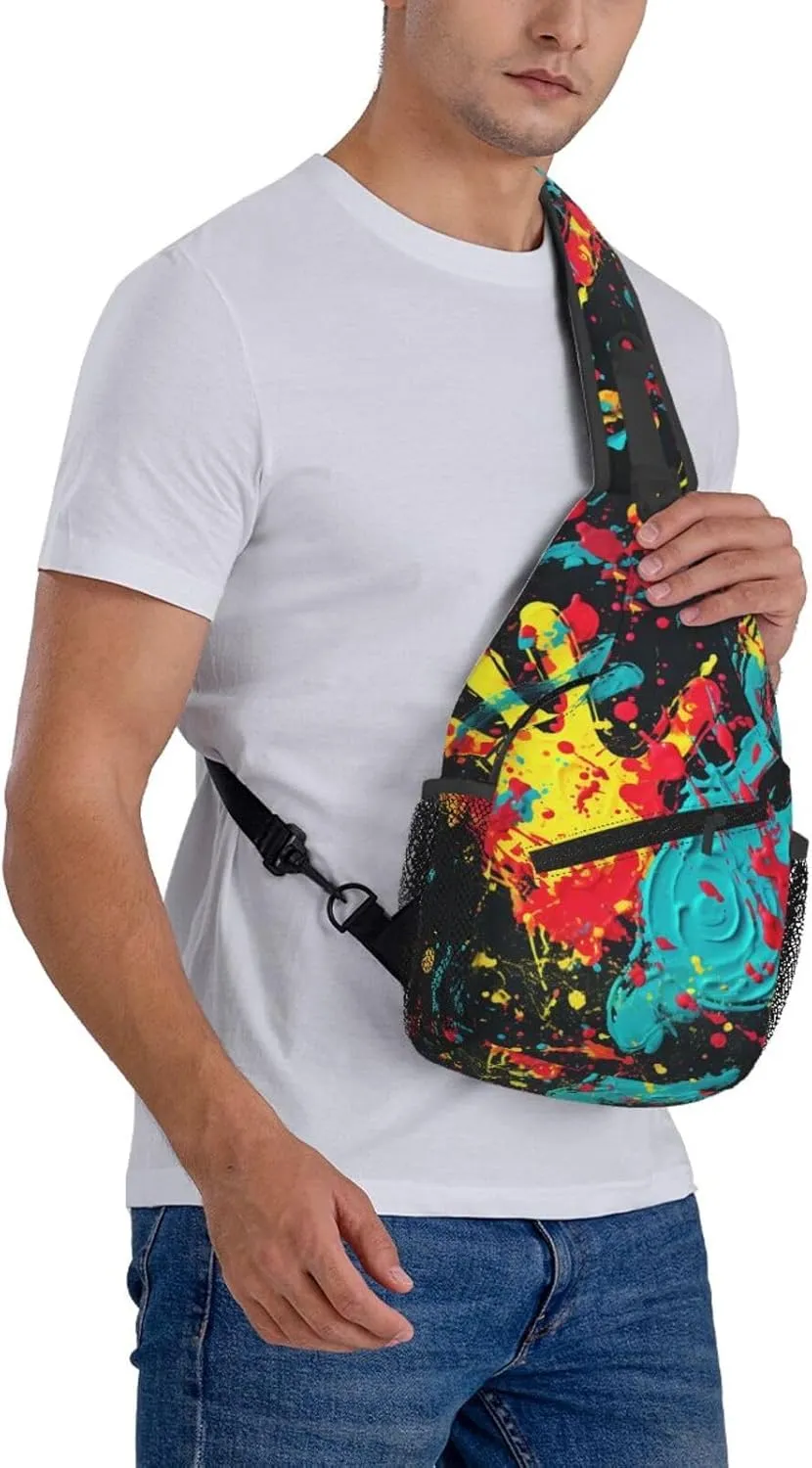 Crossbody Bags for Women Men Trendy Sling Bag Casual Chest Bag Mosaic Collage Shoulder Bag for Travel Sport